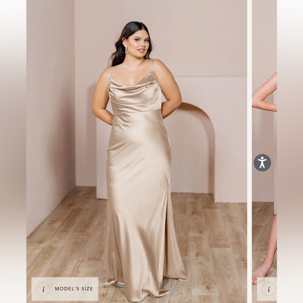 Revelry Gold Champagne Skye Satin Bridesmaid Dress Size 6